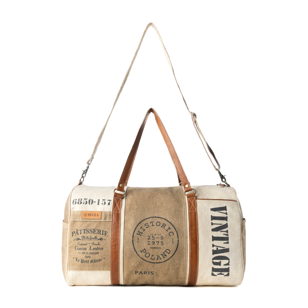 Myra Wandermark Vintage Traveller Bag  in olive with leather detail
