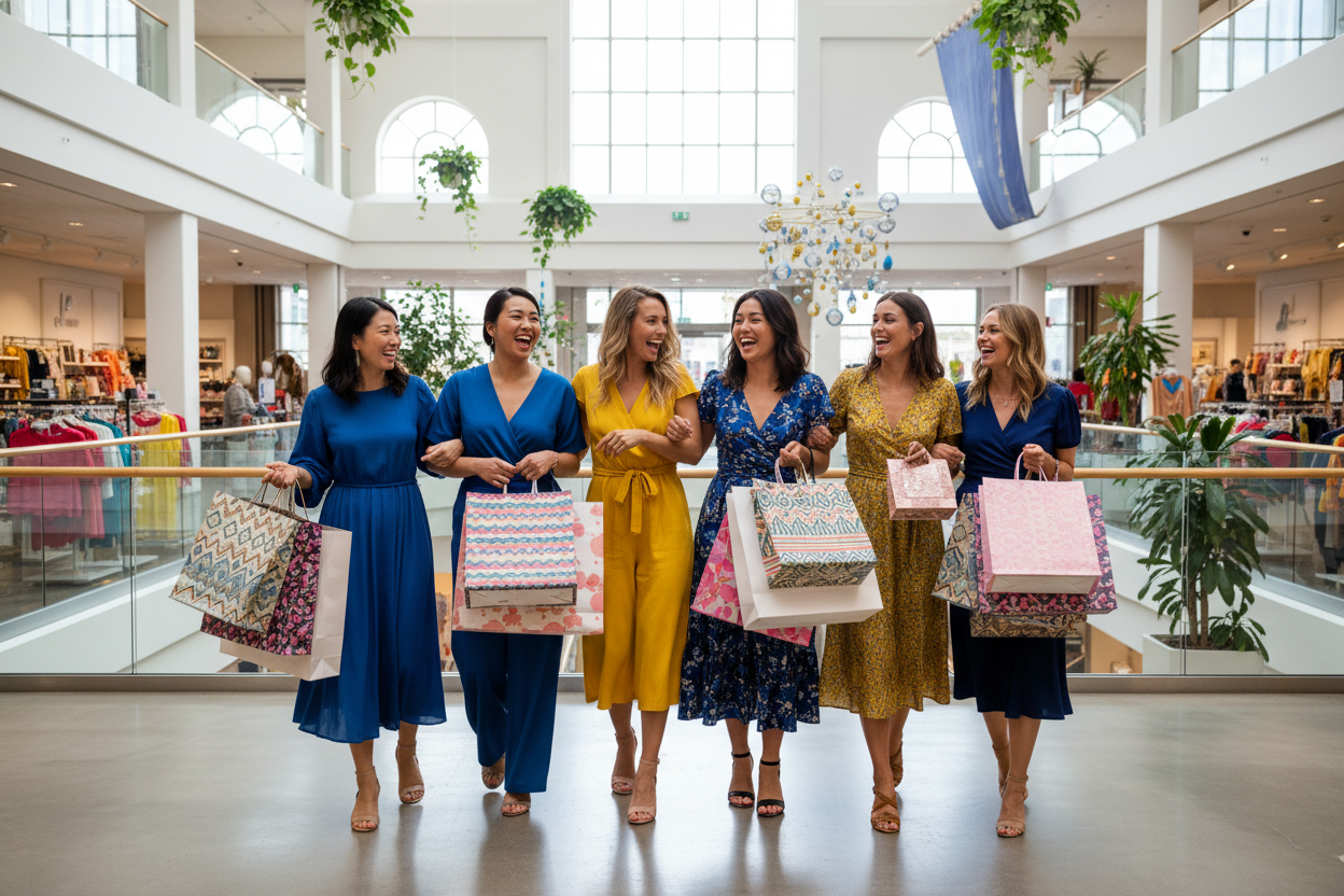 women happy shopping 